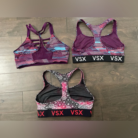 3 Victoria's Secret VSX Racerback Sports Bras - Size Large - Picture 2 of 11